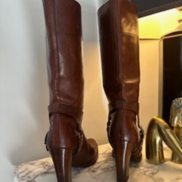 VINTAGE RARE MIU MIU Harness Italian Leather Heeled Luxury Boots - Size 8/8.5 N - Picture 12 of 16